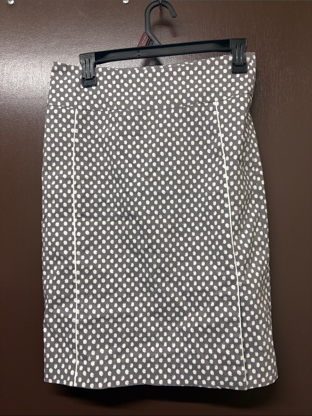 Margaret M Gray Pencil Skirt with White Polka Dots